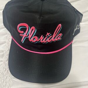 NWT Black Birdie Florida adjustable Cap with Pink and Blue Embroidery